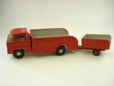 A Tri-ang tin plate lorry and scratch built trailer: (repainted)