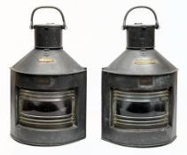 A pair of galvanised 'port' and 'starboard' ship's lamps by Meteorite:,