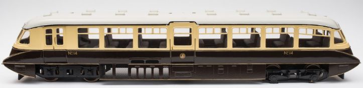 A good 3-inch gauge GWR single unit diesel rail car No 14:,