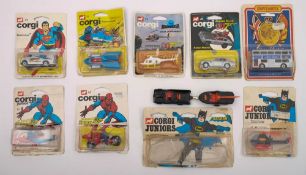A collection of eight Corgi and Corgi Junior film and superhero related vehicles:,