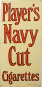 An early 20th century enamel advertising sign for Players Navy Cut cigarettes: red on cream 116cm x