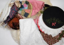 A collection of various early 20th century lace and whitewears including table linen:.