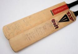 A signed Grey Nicholls cricket bat for Somerset 1986 and a Duncan Feranley signed bat for England