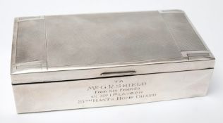 A WWII commemorative silver cigarette casket , Birmingham 1937,