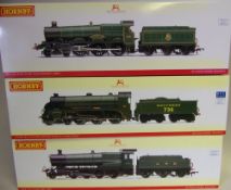 Hornby, a 2-8-0 locomotive No 3803 with six wheel tender: in GWR green livery,