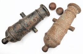 A matched pair of Victorian iron signal cannon:,