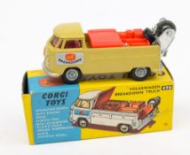 A Corgi 490 Volkswagen Breakdown Truck: in beige with red interior and tool box,
