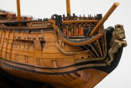 A fine Admiralty dockyard style model of a Queen Anne period ninety gun second-rate ship of the