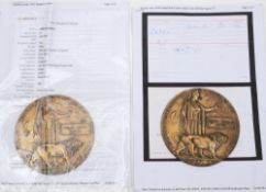 A family pair of WWI Commemorative plaques to Edwin Thomas Capon and Alfred Ernest Capon:,