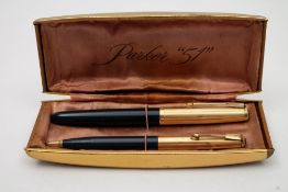 A Parker '51' fountain pen and ballpoint pen set in original box:,