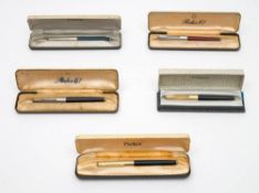 Five Parker '61' fountain pens in original boxes:.