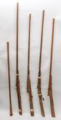 A collection of various Indian matchlock barrels and stocks in original and part restored