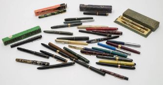 A collection of various fountain pens:, various makers including, Stephens, Weaver,