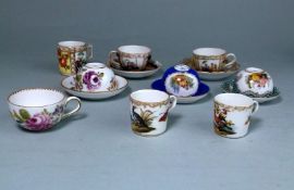Five Helena Wolfsohn miniature cups and saucers,