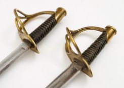 Two 19th century Continental Light Infantry officers swords:,