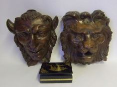 A carved oak mask plaque: in the form of a Satyrs head,