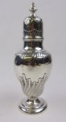 A Victorian silver sugar castor, makers mark worn,