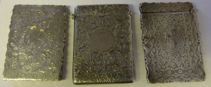 A Victorian silver card case, maker George Unite, Birmingham, 1881: initialled,