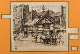 Fred W Goolden [early 20th Century]- The Oldest Licensed House in Great Britain:- etching inscribed