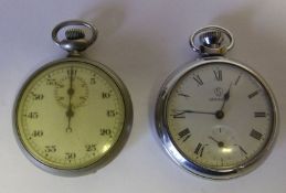 An Air Ministry steel cased stop watch: stamped A.M.