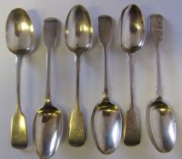 A set of six Victorian silver Fiddle pattern teaspoons maker William Robert Smily, London,