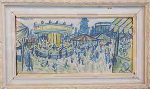 Douglas Mazonowicz [1920-2001]- Dartmouth Regatta:- signed oil on board 21 x 45cm.