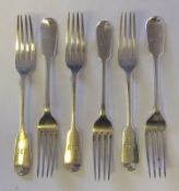 A set of five Victorian provincial silver fiddle pattern dessert forks, maker Josiah Williams & Co,