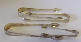 Four Georgian and later silver sugar tongs, various makers and dates: total weight of silver 3.