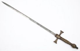A mid 20th century Spanish replica brass hilted sword:,