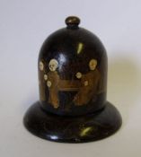A Chinese lacquered export ware table vesta: of bell - shaped outline,