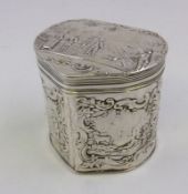 A continental silver vanity jar, bears import marks for London, 1901:of heart-shaped outline,