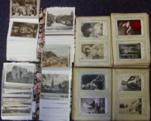 Four albums of late Victorian and Edwardian postcards: including actors, actresses, topographical,