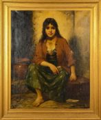 J L Ronay [Italian School 19th/20th Century] - Gypsy Girl Fortune Teller with Ace of Diamonds;