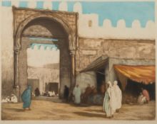 Raoul ****? [20th Century]- An Arab market place:- signed in pencil and numbered in the