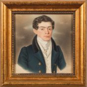 Joseph Bekel [1806-1865]- A miniature portrait of a young man:, bust-length,