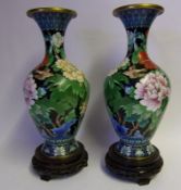 A pair of 20th century Chinese cloisonne vases: of baluster form with flared rims,