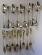 A matched part Old English pattern flatware service, various makers and dates: initialled,
