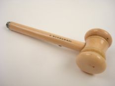 An ivory novelty propelling pencil in the form of a gavel by S Mordan and Co, London:, 9.5cm long .