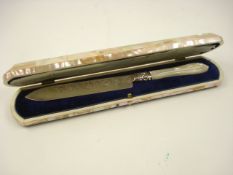 A Victorian silver and mother of pearl handled knife,maker George Unite & Sons ,