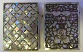 A Victorian mother of pearl and silver mounted card case: 10.5cm.