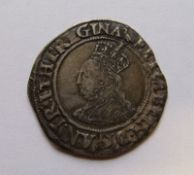 An Elizabeth I silver shilling: second issue, 1560-61 marlet mint mark.