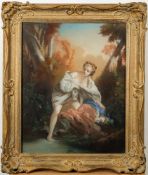 Follower of Francois Boucher - Fashionable ladies: two, pastel and mix media largest 49 x 39cm.