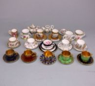 A group of miniature Coalport porcelain: comprising ten cups, twelve saucers,
