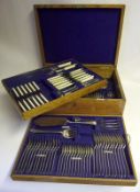 An extensive silver plated Hanoverian pattern part flatware service: initialled,