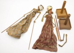 A pair of Indonesian Wayang golek dolls on stands:,