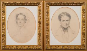English School mid 19th Century- Portraits of a young man and a young woman:- two,