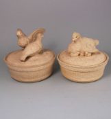 Two Wilhelm Schiller cane ware pie dishes: each of circular form with matching osier moulded bases,