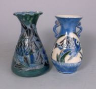 Two William Baron (Barnstaple) pottery vases: one of tapering form with flaring 'frill' rim,