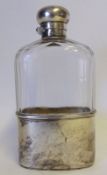 A Victorian silver mounted and clear glass spirit flask, maker TW, London, 1892:,16cm. high.