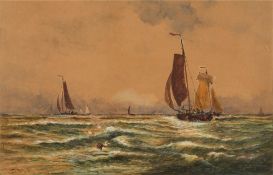 Thomas Bush Hardy [1842-1897]- Dutch Trawlers Outward Bound: signed,